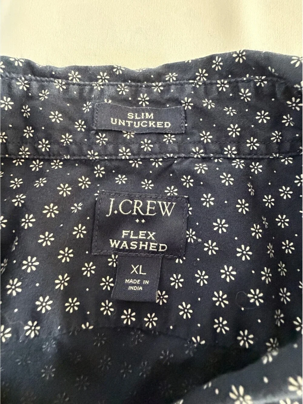 J.Crew Navy Floral Print Button-Up Shirt Men's XL